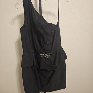 David Meister Black One-Shoulder Dress with Bow Accent